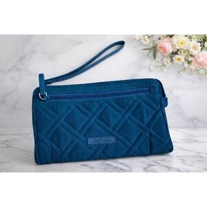 Vera Bradley Quilted Wristlet Top‎ Zip Wallet Tango Teal RFID Protection